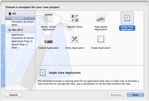 圖11 選擇「Single View Application」